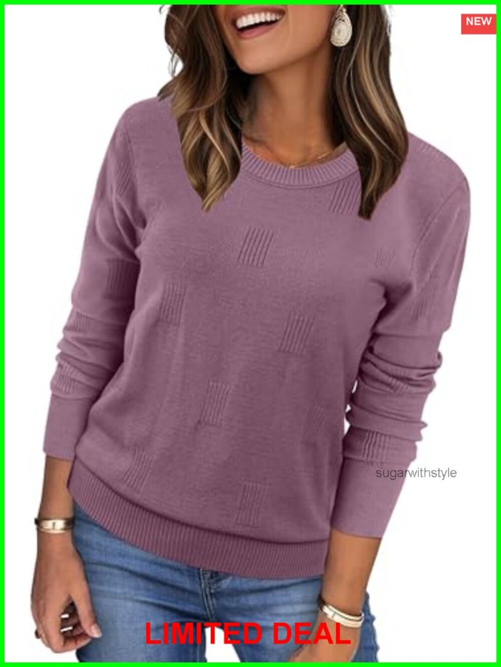 WIHOLL Women Lightweight Knit Pullover Sweater Crew Neck Long Sleeve Top